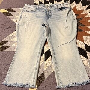 Light Blue Flare Jeans short with Frayed Hem Maurice’s